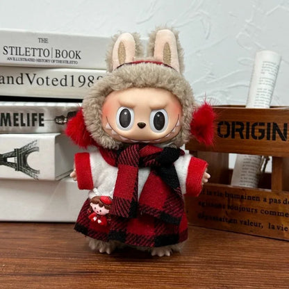 Cute Labubu Doll Costume 17 Cm Labubu Clothes Rubber-Coated Figurines Overalls Baby Dresses Summer Labubu Outfits Holiday Gift