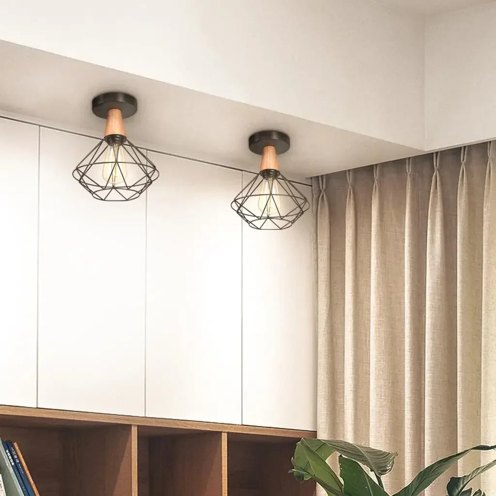 Led Lights for Room  Lamps for Living Room Wood Art Wood Light Modern Simple Retro Ceiling Light Entrance Lighting