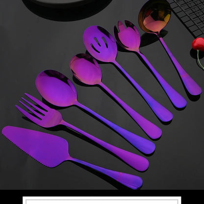 2Pcs Silver Stainless Steel Salad Spoon Fork Salad Server European Style Salad Dinnerware Cutlery Set Kitchen Tool Accessories