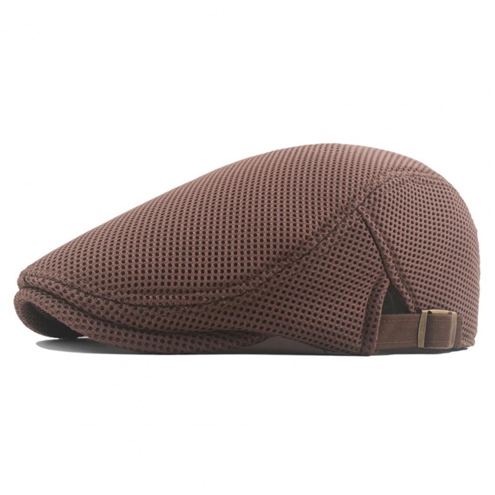 Hollow Breathable Mesh Men Beret Hat Adjustable Buckle Summer Autumn Sunscreen Men Cap Sport