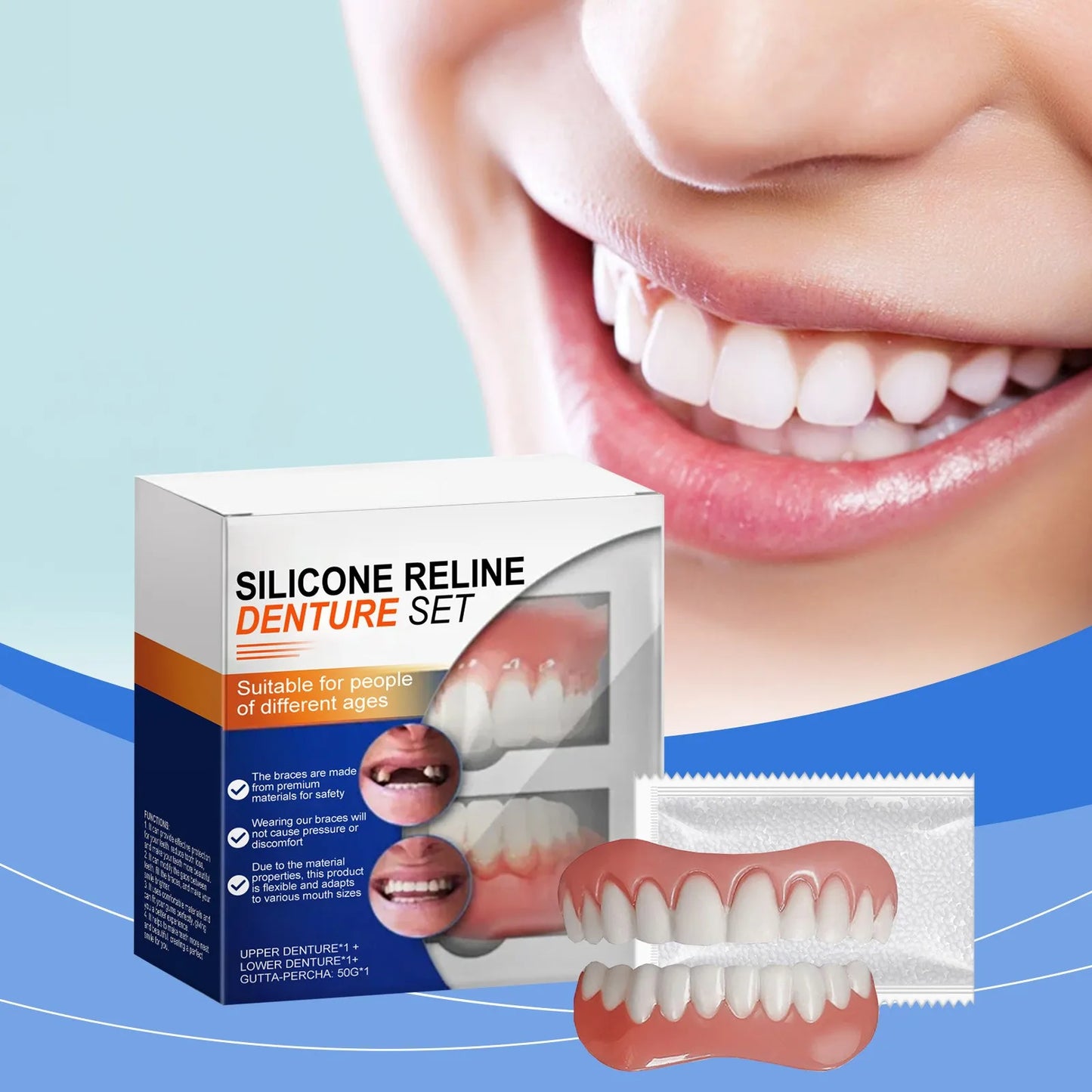 New False Teeth Silicone Upper & Lower Veneers Perfect Laugh Veneers Dentures Paste Fake Teeth Braces Comfortable Teeth