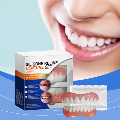New False Teeth Silicone Upper & Lower Veneers Perfect Laugh Veneers Dentures Paste Fake Teeth Braces Comfortable Teeth