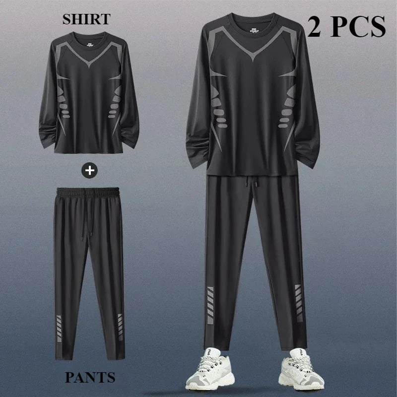 Sports Suit Men's Running Training Clothes Fitness Clothes Spring 2-3 PCS Running Quick-drying Sports Sets Jacket Mens Clothes