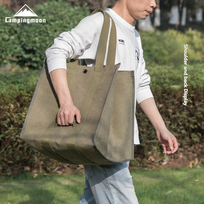 CAMPINGMOON Firewood Storage Bag.Camping Equipment Storage Bag with Double Handles, Shoulder Back, Outdoor Thick Canvas Bag