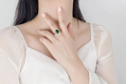 925 Sterling Silver  Elegant Jewelry Sets Ring Earrings Necklace For Women Rectangle Geometry Zircon Wedding Accessories