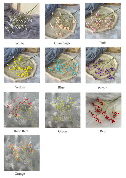 Artificial Plastic Soft Rubber Gypsophila Babys Breath Flower Branches Wedding Bouquet Floral Arrangement Accessories Home Decor