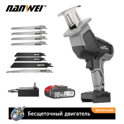 NANWEI Cordless Reciprocating Saw Adjustable Speed Electric Saw Saber Saw Portable for Wood Metal Cutting Saw