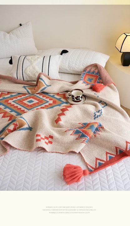 Bohemian Blanket Soft Sofa Cover Summer Blanket Office Nap Blankets Air Conditioning Blankets Knit Blanket For Travel