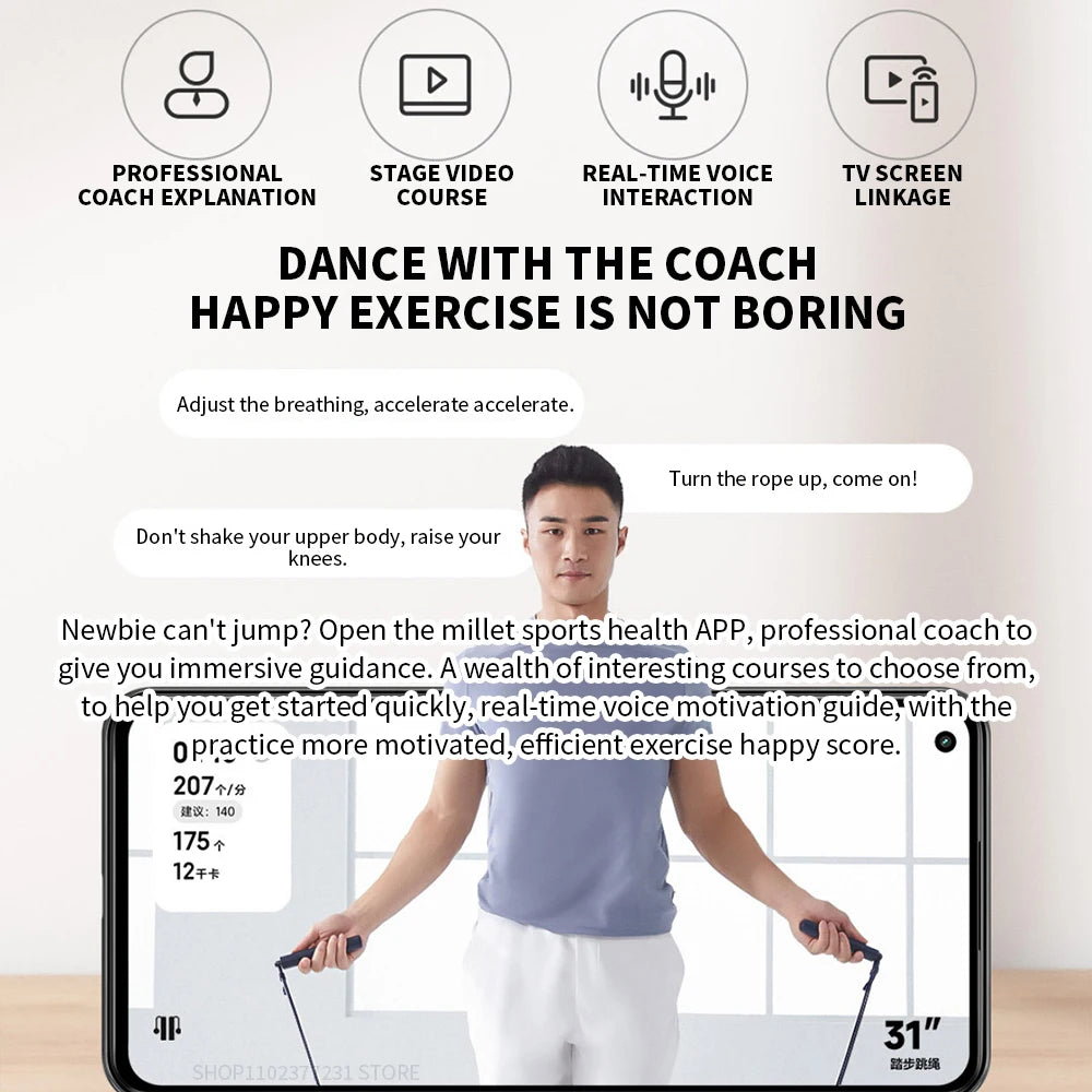 NEW Xiaomi Mijia Smart Skipping Jump Rope Counter With xiaomi Fit App Adjustable Calorie Calculation Sport Fitness Professional
