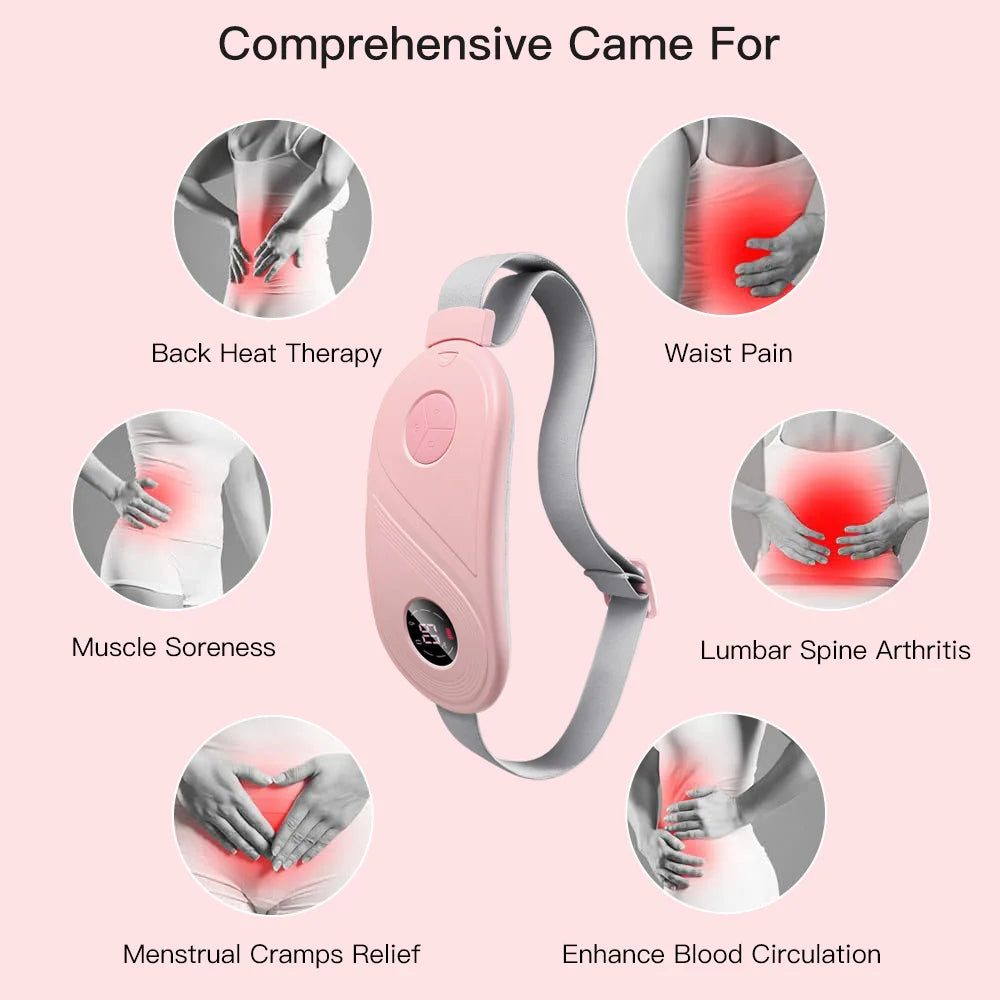 Electric Warm Uterine Cramp Massager Vibrator Heating for Menstrual Relief  Waist Massager Belt Care Waist Stomach for Women