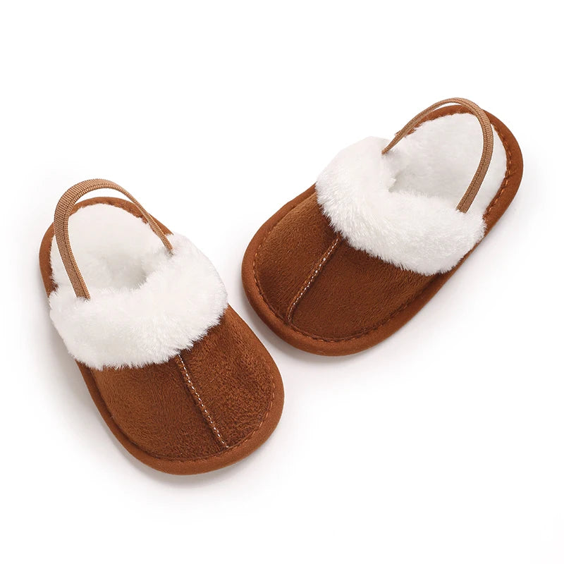 Cute Slippers for Babies Aged 0-18 Months, Suitable for Autumn And, Featuring Plush Lining for Warmth, Soft Soles for Comfort, A
