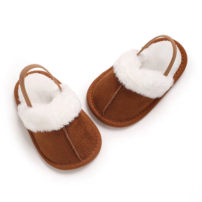 Cute Slippers for Babies Aged 0-18 Months, Suitable for Autumn And, Featuring Plush Lining for Warmth, Soft Soles for Comfort, A