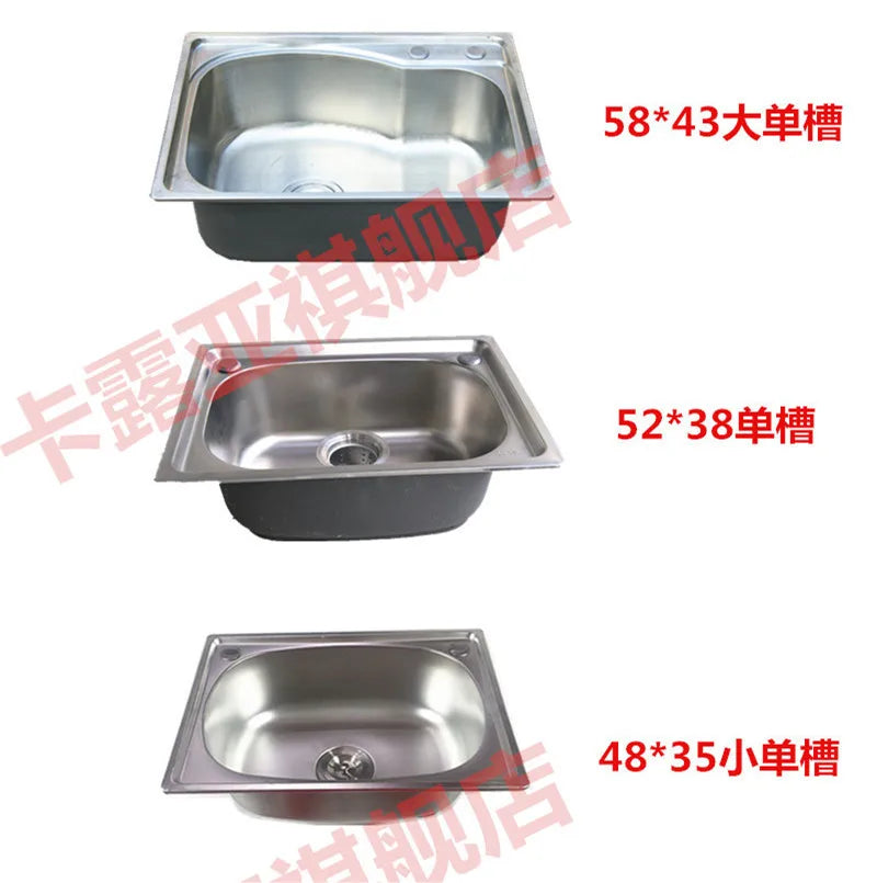 The kitchen is thick and simple, stainless steel sink, single sink, double sink, large single sink with bracket, water basin, ve