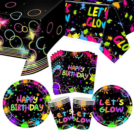 Glow Party Table Covers Neon Party Tablecloths Party Tablecloths Disposable Plastic Neon Glow Table Cloth Birthday Party Supplie