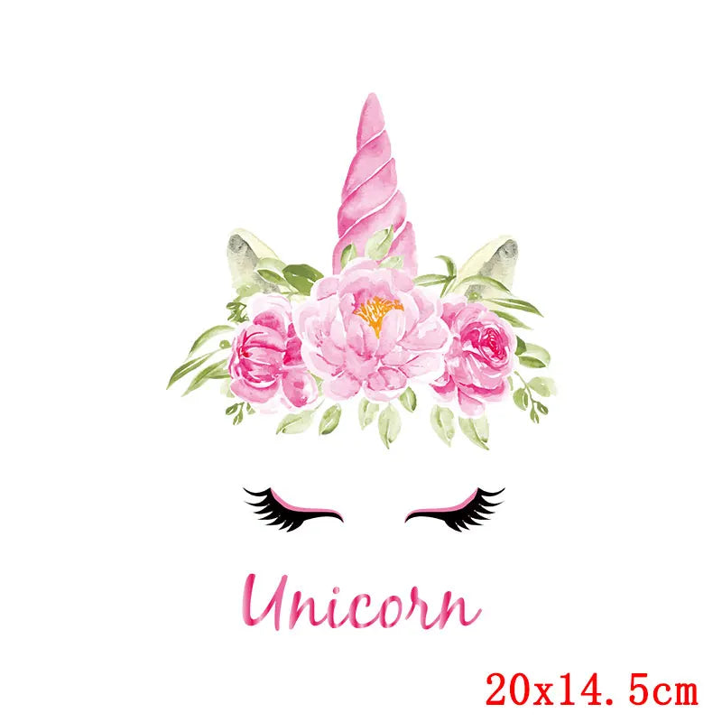 Rainbown Unicorn Heat Thermal Transfer For Clothes Cute Cartoon Iron-On Transfers Sticker On Babys Clothes DIY Aniaml Applique