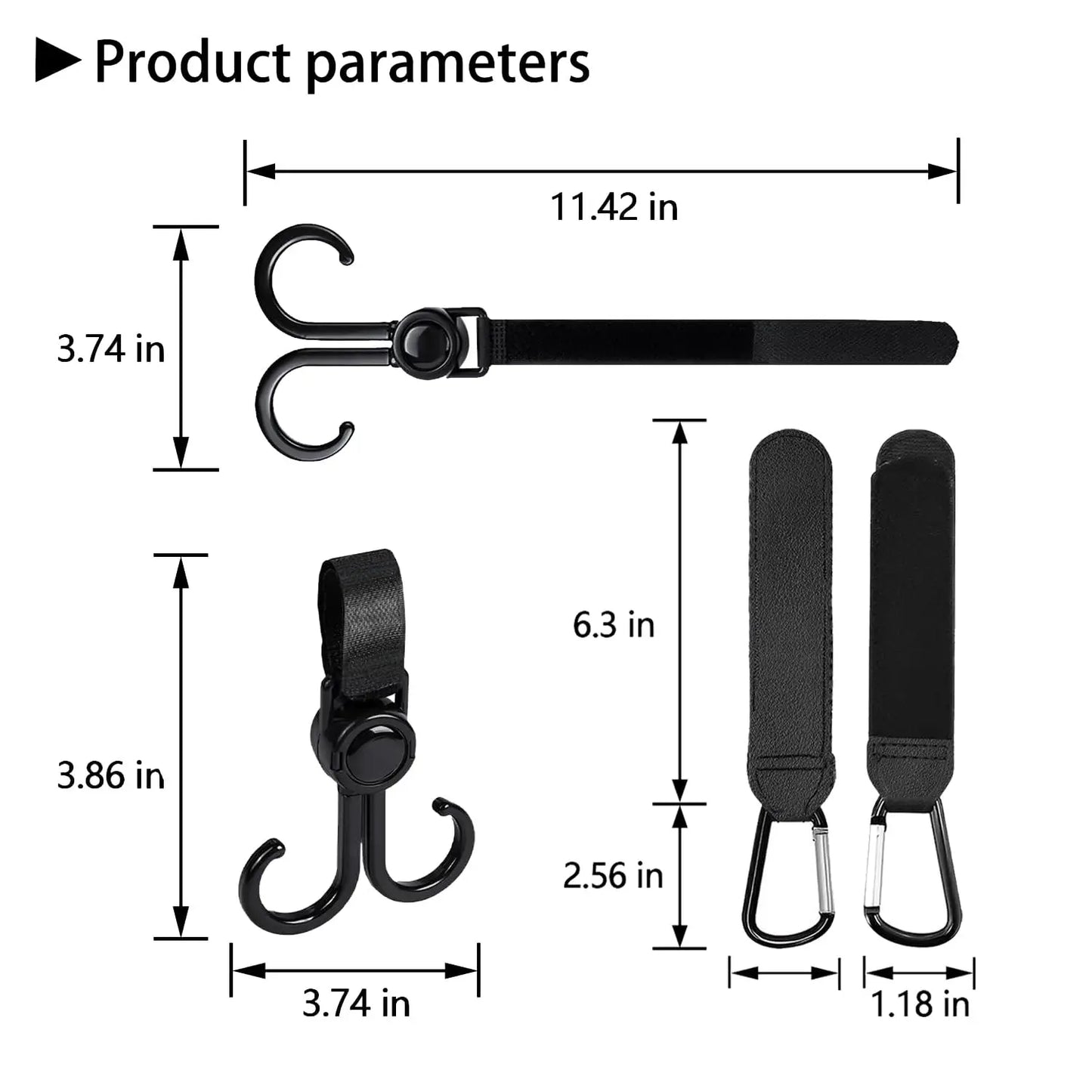 2PCS Hooks for Stroller Car Shopping Cart Hooks Baby Stroller Accessories Rotate 360 Degree Hook Pram Organizer Bag Hanger