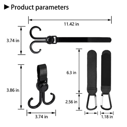 2PCS Hooks for Stroller Car Shopping Cart Hooks Baby Stroller Accessories Rotate 360 Degree Hook Pram Organizer Bag Hanger