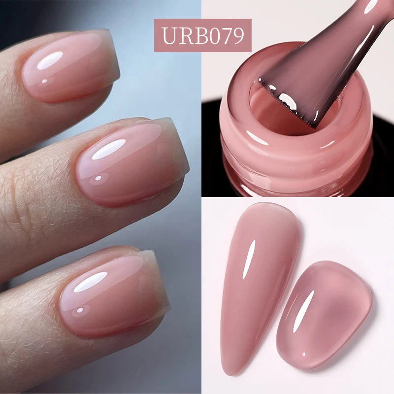 UR SUGAR 7ml Pale Pink Rubber Base Gel Nude Color Semi Permant Soak Off UV LED Self-leveling Gel Varnishes Great Coverage