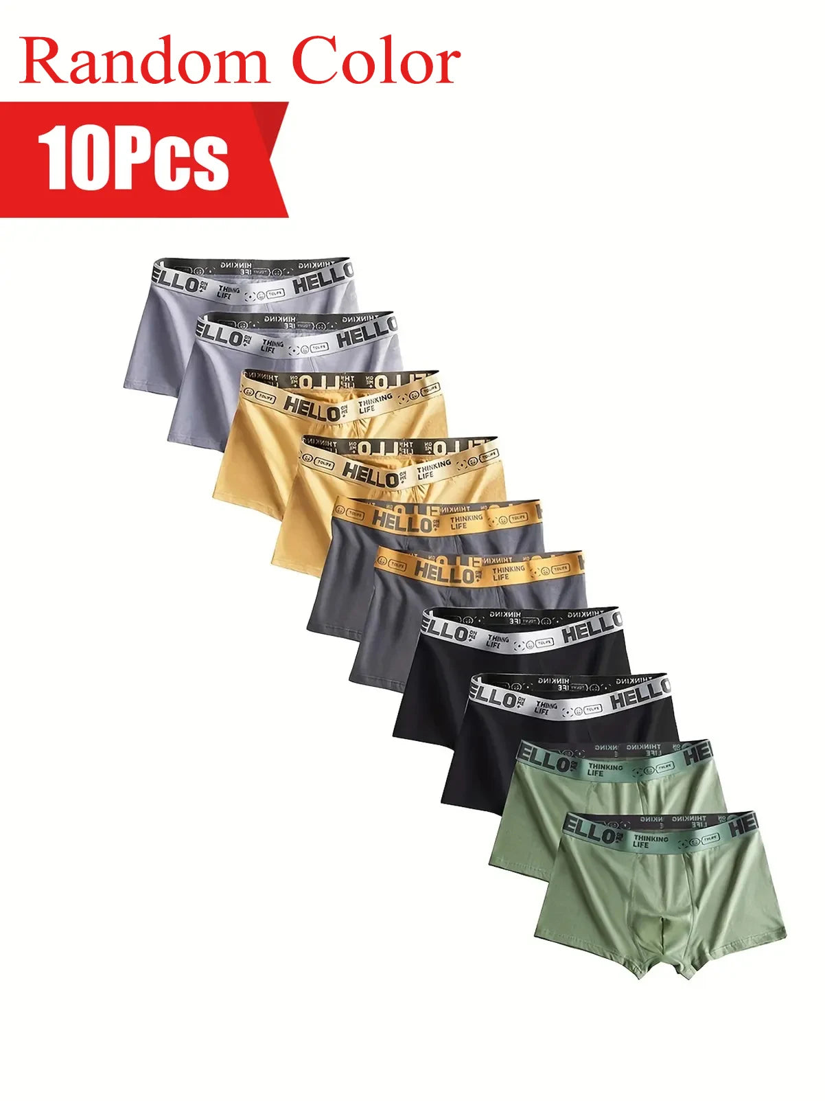 Random 10Pcs Men's Underwear Men Panties Sexy  Breathable Comfortable Boxer Shorts Slim Loose Fit Athleisure Briefs  Underpants