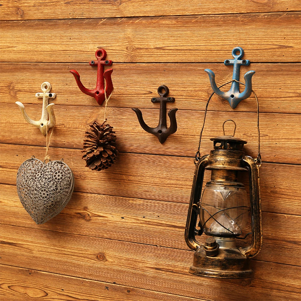 Cast Iron Nautical Anchor Wall Hooks Coastal Theme Decorative Hooks Towel Hanger Jacket Holder Unique Key Hooks Backpack Racks
