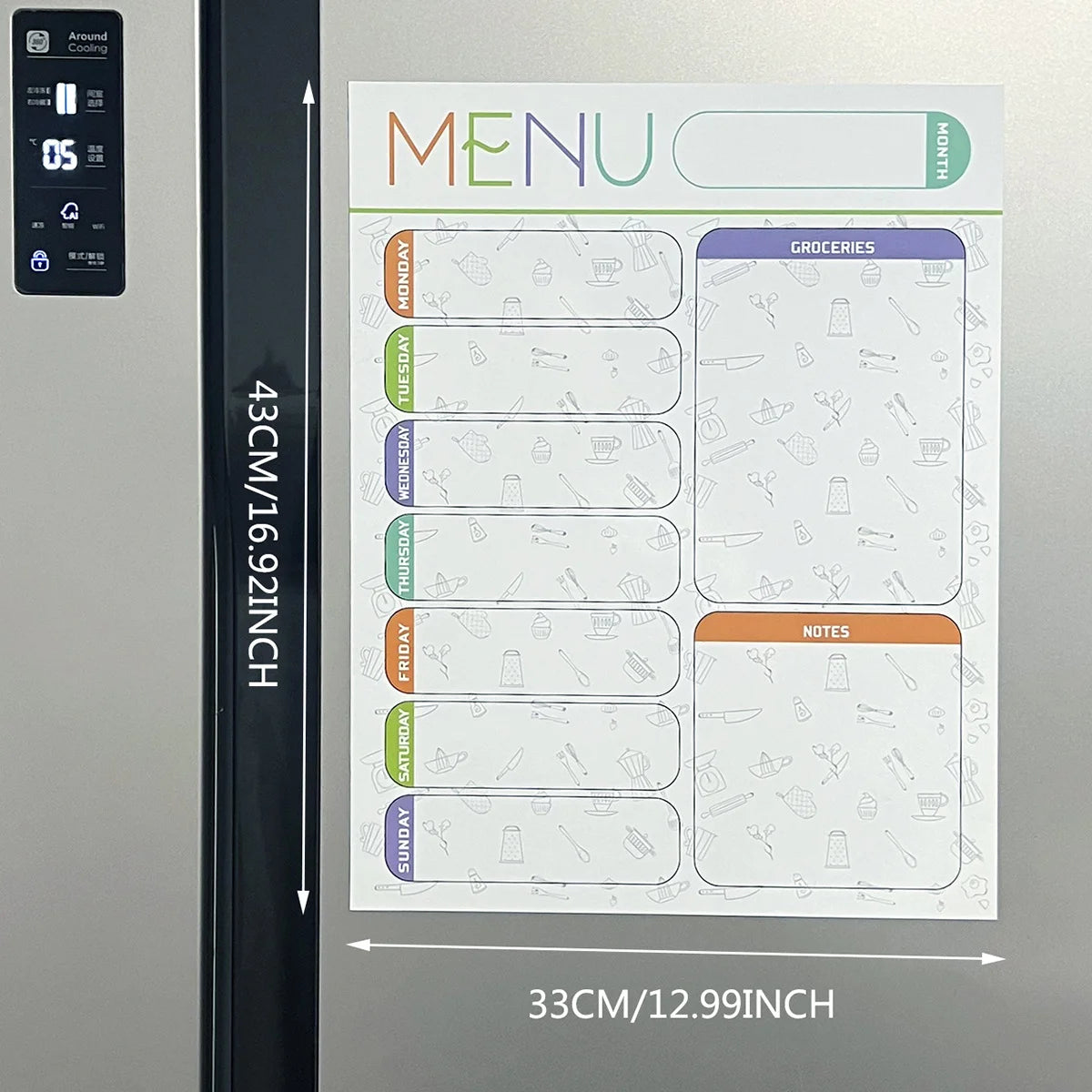 A refrigerator magnet ,monthly and weekly planner, magnetic calendar sticker, soft magnetic note sticker, message board