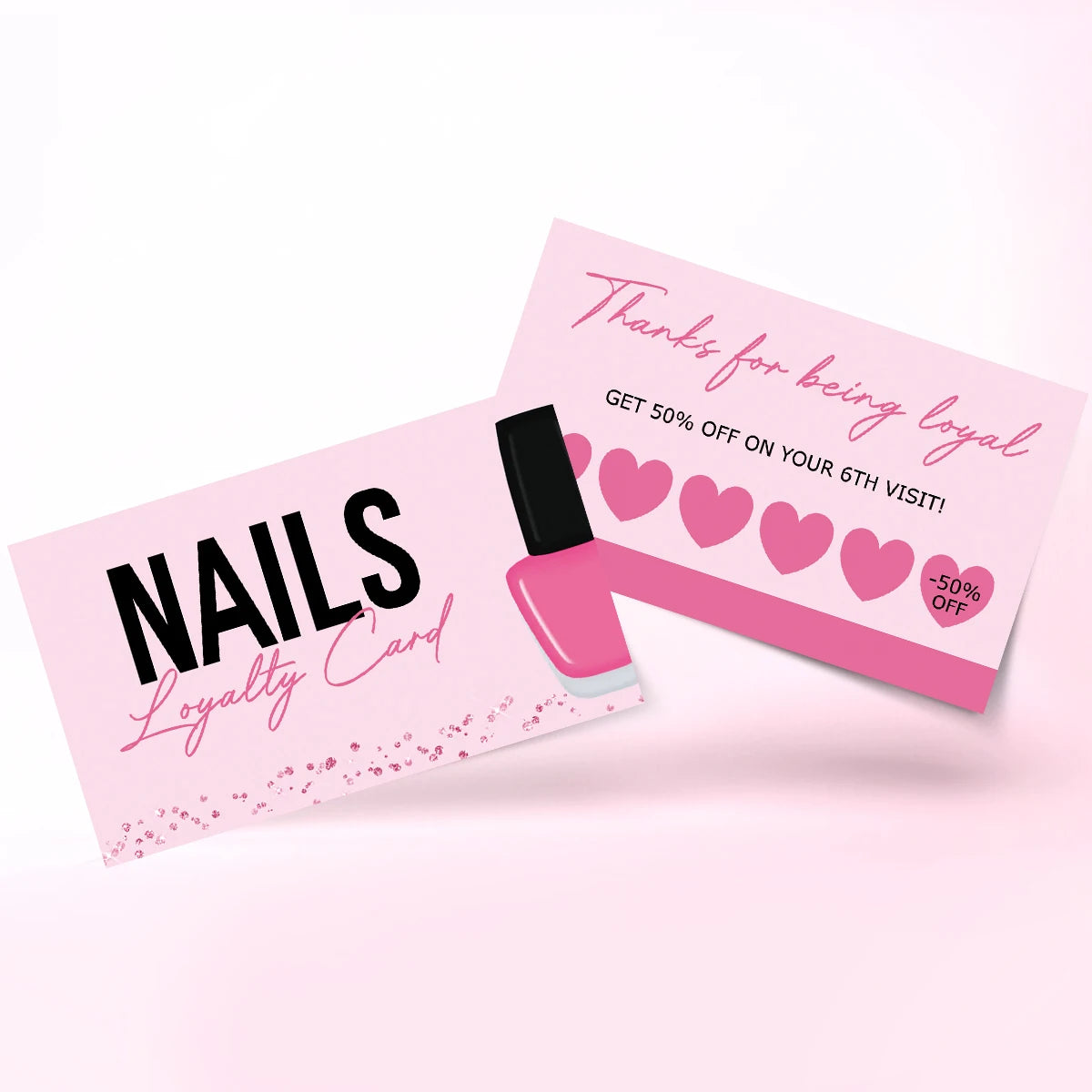 50pcs Nails Business Card  Press On Nail Loyalty Card Board Nail Discount Card Board Nails Accessories Tools