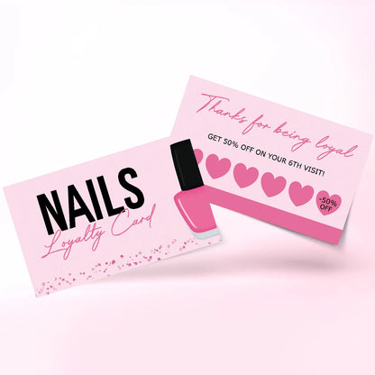 50pcs Nails Business Card  Press On Nail Loyalty Card Board Nail Discount Card Board Nails Accessories Tools