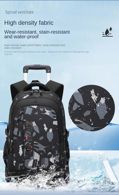 School Rolling backpack bag School Bags with wheels Student wheeled Backpacks for boys Children School Trolley Bag Waterproof
