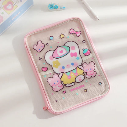 Cartoon PVC Stationary Organzier Pouch Big Capacity Storage Pens Eraser Students Pencil Bags