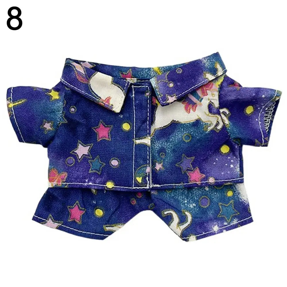 20CM Plush Doll Clothes Suit Fruit Animals Printing Lapel Shirt Pants Casual Wears Cotton Stuffed Toys Idol Dolls Accessories