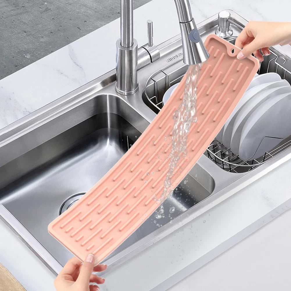 Silicone Countertop Mat Anti Slip Sink Tray Dinnerware Mat Organizer Kitchenware Protection Mat Storage Rack Kitchen Accessories
