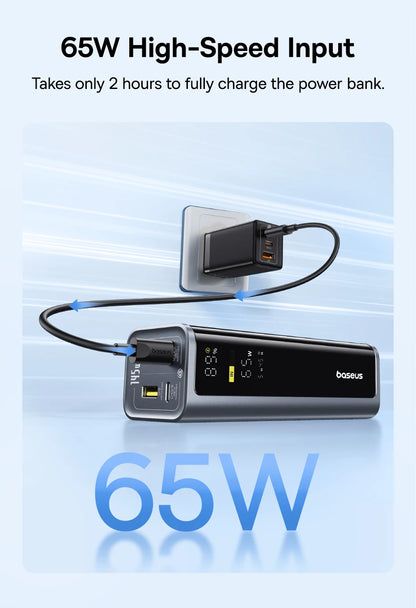 Baseus 145W Power Bank 20800mAh Dual USB A USB C PD 100W Fast Charging Digital Display Portable PowerBank for Laptop Phone Steam