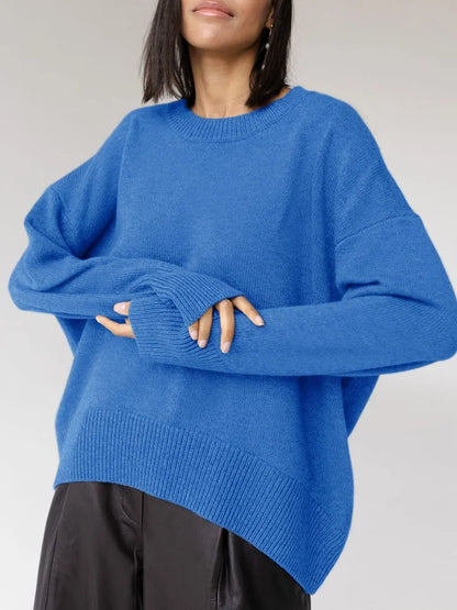 Light Blue Oversized Sweaters For Women 2024 Trend White Loose Sweater Casual Autumn Winter Warm Thick Knit Sweater Women Jumper