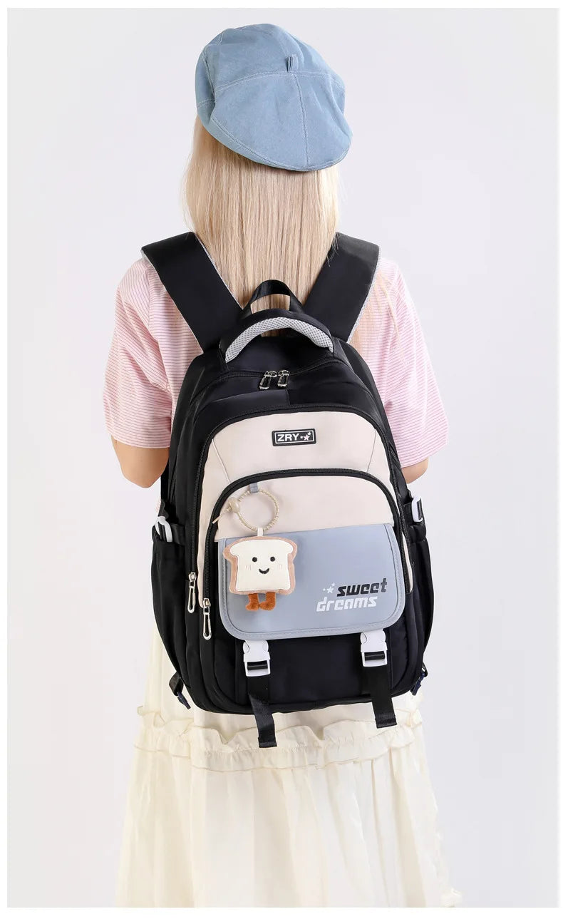 Girls Backpack for School Kawaii Bookbag for Teenage Multiple Pockets School Bag for Primary Elementary Middle School, Age 6-14