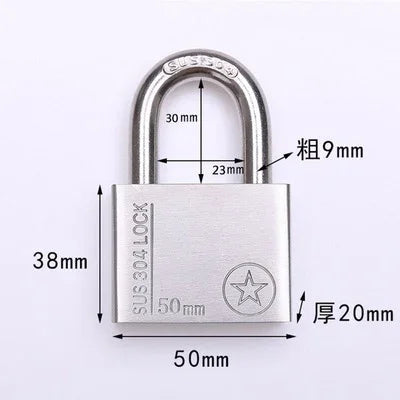 304 Stainless Steel Padlock Cabinet Outdoor Lock Head Furniture Lock Waterproof Rust-Proof Door Lock same key with 4 keys