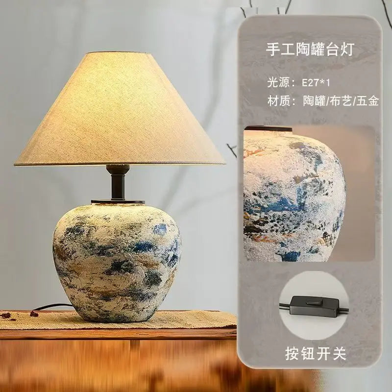 Retro Ceramic Floor Lamp, Bedroom Table Floor Lamp, Living Room Bedside Floor Lamp, Room Decoration Indoor Lighting Lamp