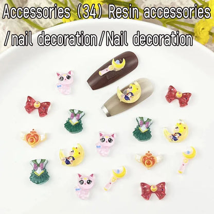 no.34  10/50pcs New cartoon nail accessories Cute stick resin accessories Wear nail accessories