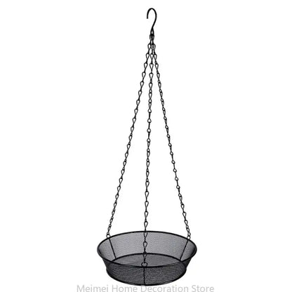 H7BF Hanging Bird Feeder Tray Metal Mesh Seed Dish Feeders Outside Platform Garden Decoration Backyard Attracting Birds