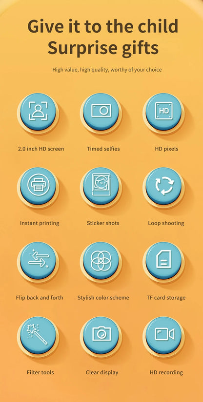 Kids Instant Camera Print Camera For Children Camera 1080P HD Digital Camera Photo Paper Child Toy Camera For Christmas Gift