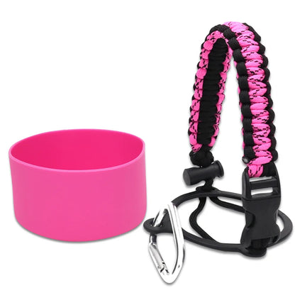 Paracord Handle For Wide Mouth Water Bottle And Silicone Sleeve Boot Compatible With Hydro Flask Tumblers Accessories