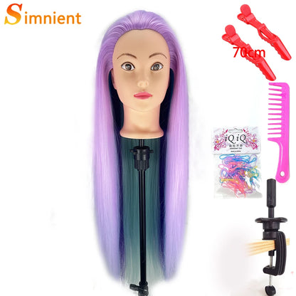 70Cm 100% High Temperature Fiber Blonde Hair Mannequin Head Training Head For Hairstyles Braid Hairdressing Manikin Doll Head