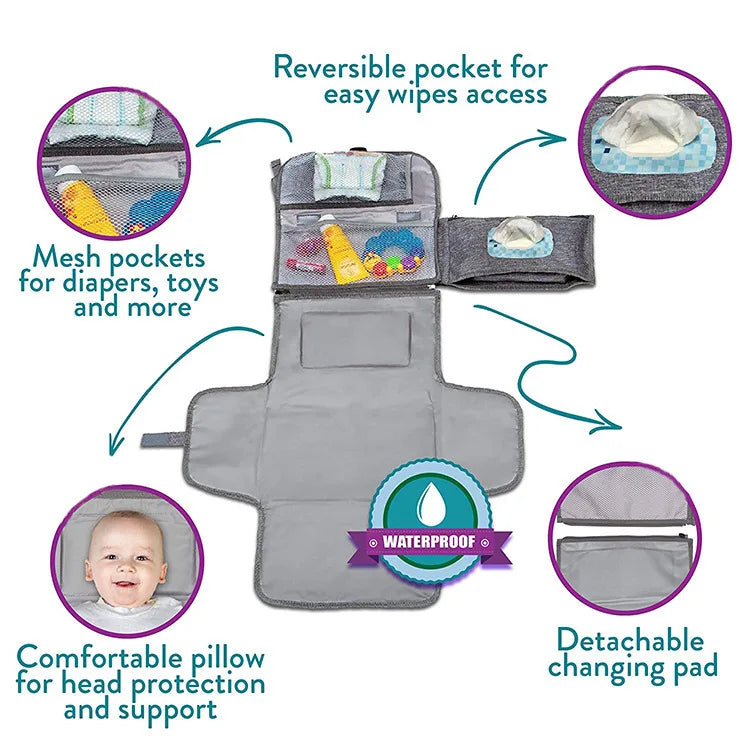 Portable nappy changing mat baby diaper pad outdoor travel changing mat multifunctional diaper separating waterproof folding mat