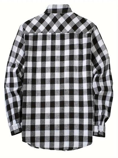 Spring and Autumn Fashion Cotton Long Sleeve Men's Shirt New Brushed Red Plaid Business Leisure Fit Flannel No iron