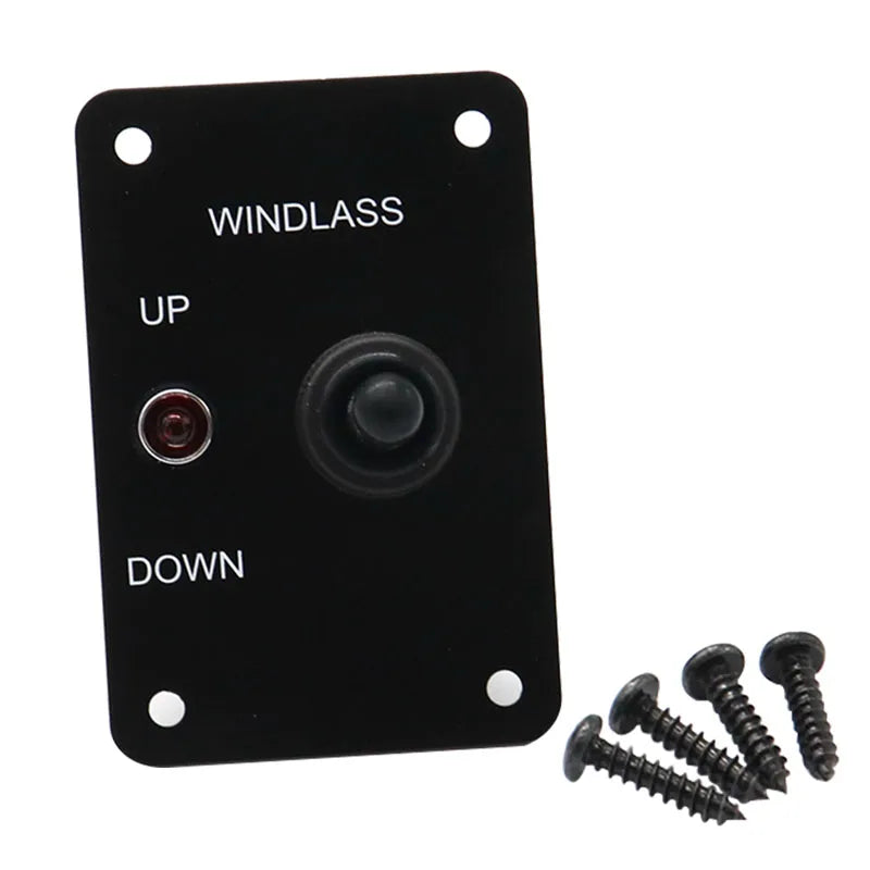 Marine Boat Anchor Windlass Control Panel Return Aluminum Plate 2 Way Led Light Up/Down Toggle Switch Anchor Winch
