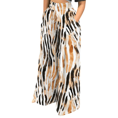 Womens Palazzo Long Pants High Waist Wide Leg Stretchy Loose Fit Casual Trousers with Pocket