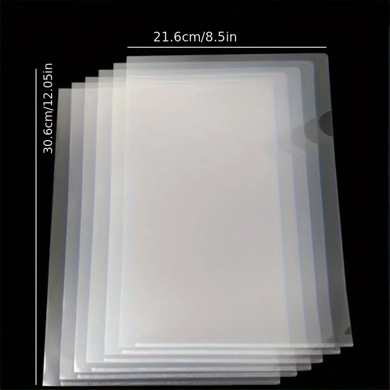 30 Pack PVC L-Shaped A4 Document Folders, Transparent File Envelopes for Office and Home Organization