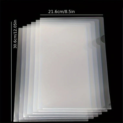 30 Pack PVC L-Shaped A4 Document Folders, Transparent File Envelopes for Office and Home Organization