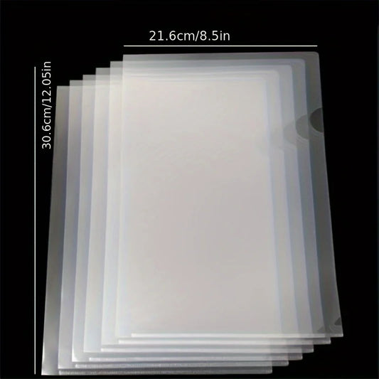 30 Pack PVC L-Shaped A4 Document Folders, Transparent File Envelopes for Office and Home Organization