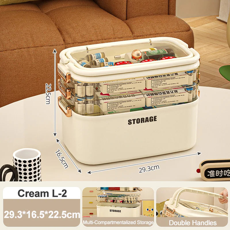 3/4 Layers Large Capacity Family Medicine Organizer Storage Box Portable First Aid Kit Pill Container Emergency Pharmacy Box