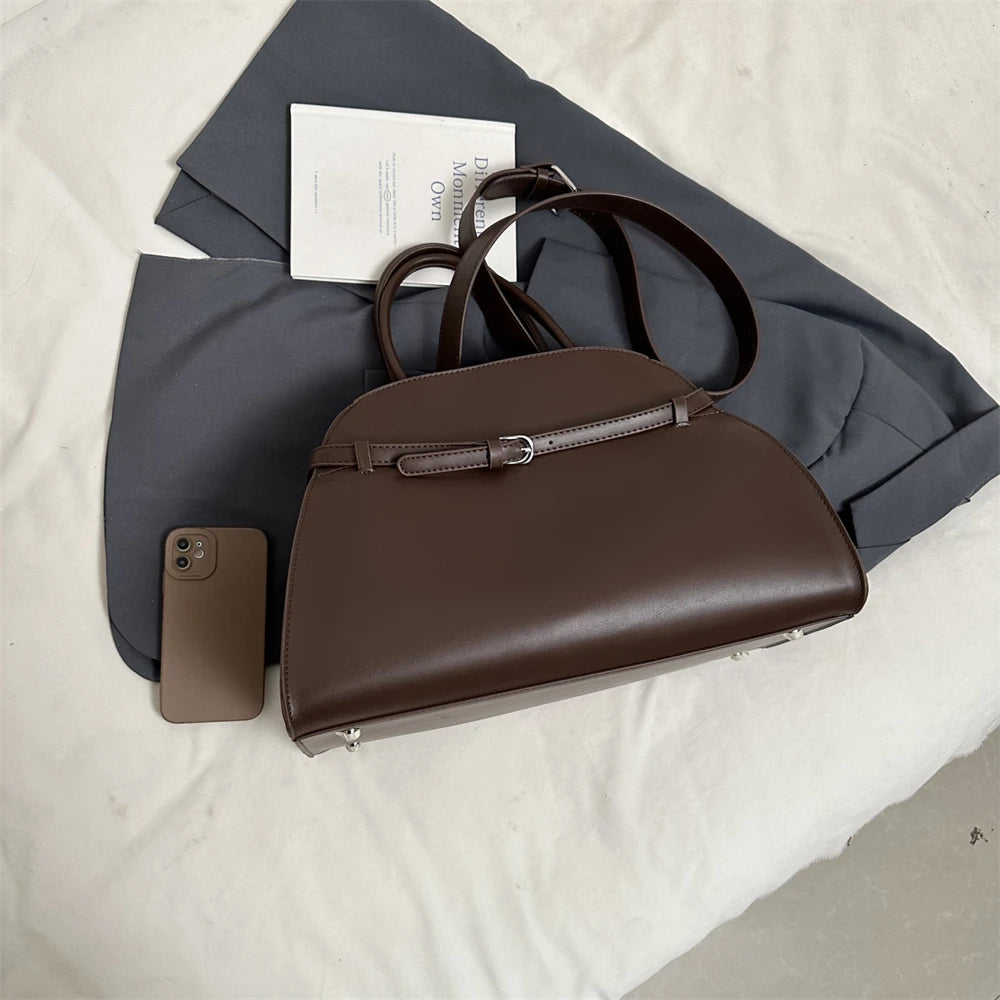 Stylish Big Top-handle Bags For Women Belt Pure Color Large Capacity Shopper Shoulder Totes 2025 Latest Luxury Designer Handbags